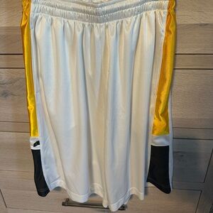 Nike White and Yellow Athletic Shorts